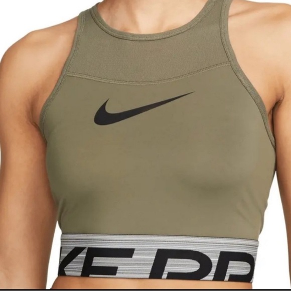 Nike Tops - Nike Pro Dry Fit Cropped Athletic Top Olive Size Medium NWT
